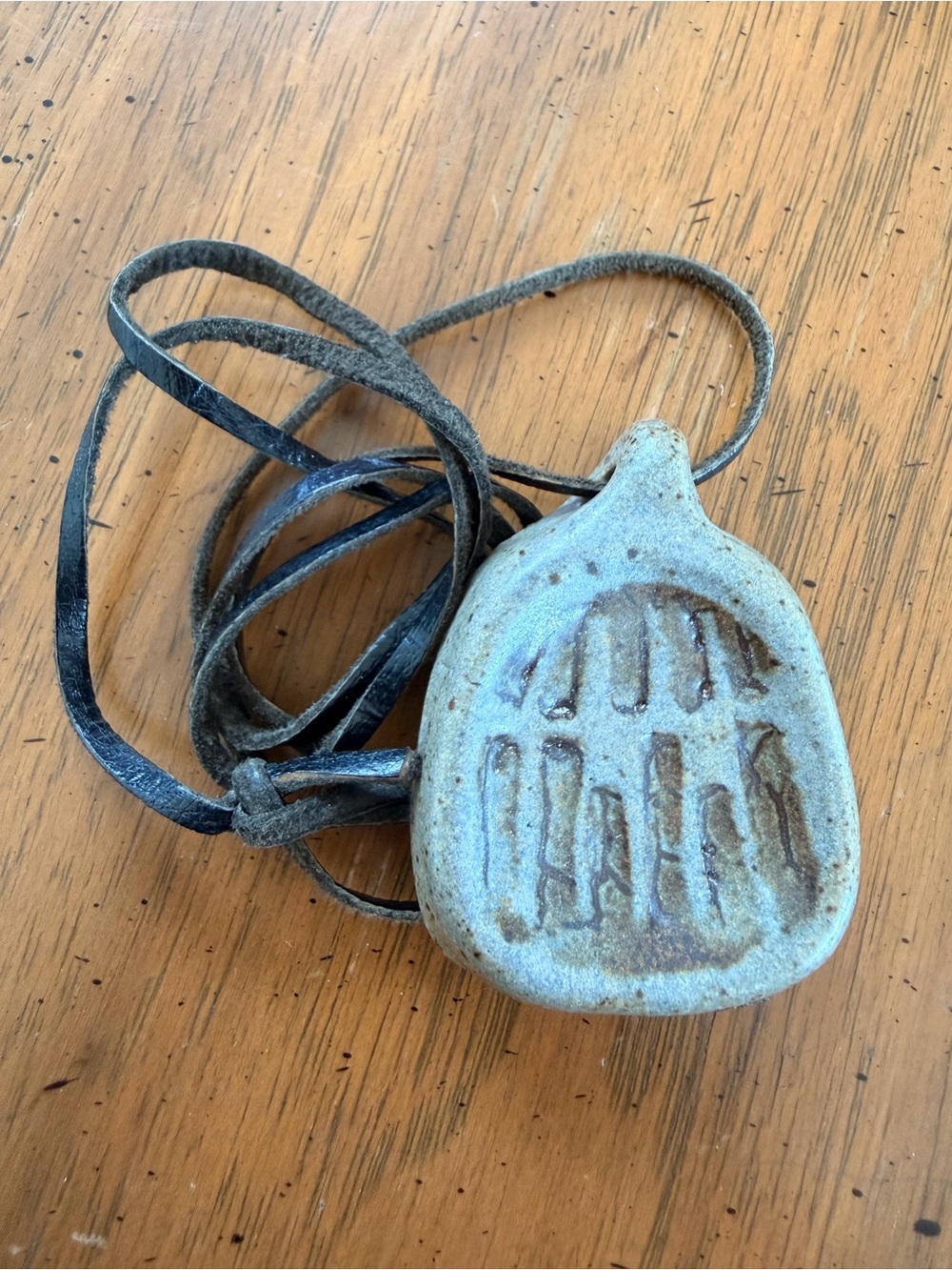 Handcrafted Ceramic Pendant Necklace in Gray